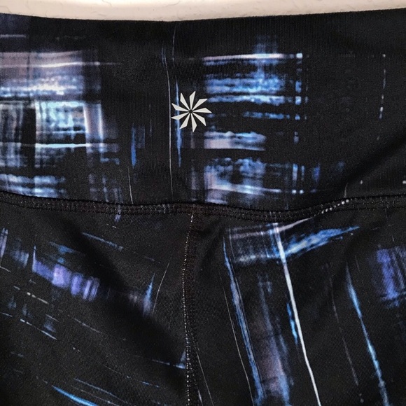 ATHLETA Blue Black CHATURANGA PLAID Full Length Yoga Leggings Sz Large L - Picture 6 of 8